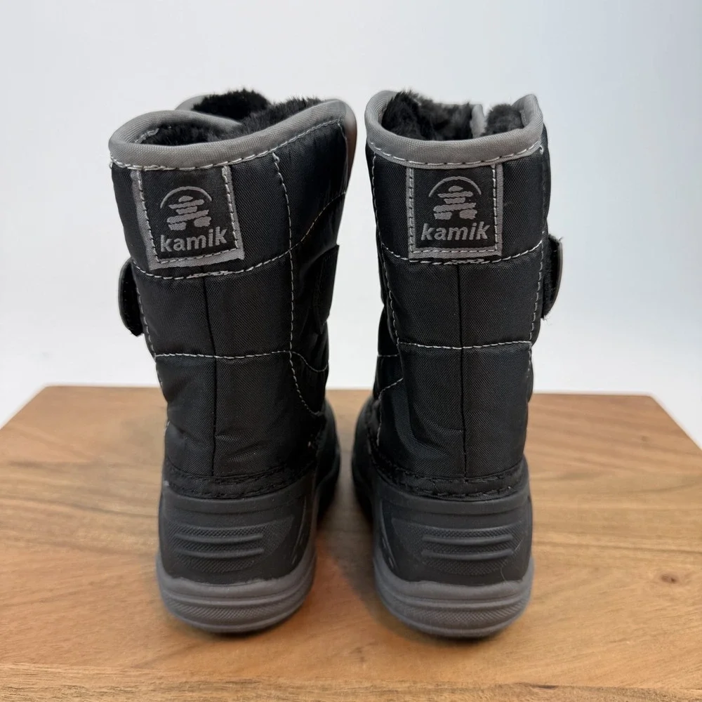 New Little Kids Kamik Snowbug 5 Black Lined Comfort Warm Snow Boot Size 10 C NIB